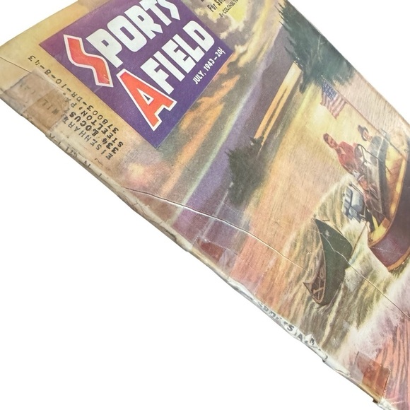 July 1943 Sports Afield Magazine Cover Art By Walter Haskell Hinton Fishing WWII - Picture 4 of 14